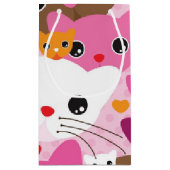 かわいい子ネコ猫の背景パターン スモールペーパーバッグ (裏面)
