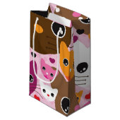 かわいい子ネコ猫の背景パターン スモールペーパーバッグ (正面アングル)