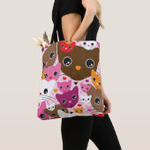 かわいい子ネコ猫の背景パターン トートバッグ (クローズアップ)