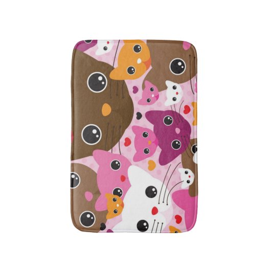 かわいい子ネコ猫の背景パターン バスマット (正面縦)