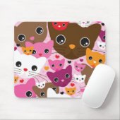 かわいい子ネコ猫の背景パターン マウスパッド (マウス)