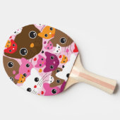 かわいい子ネコ猫の背景パターン 卓球ラケット (横)