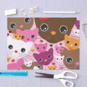 かわいい子ネコ猫の背景パターン 薄葉紙 (クラフト)