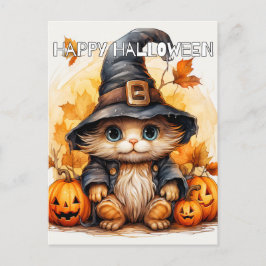かわいい子ネコ猫の魔女 ポストカード