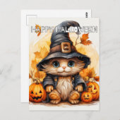 かわいい子ネコ猫の魔女 ポストカード (正面/裏面)