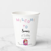 かわいい子ネコ1歳の誕生日パーティー 紙コップ (裏面)