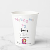 かわいい子ネコ1歳の誕生日パーティー 紙コップ (正面)