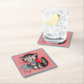 かわいい子ネコ スクエアペーパーコースター (インサイチュ)