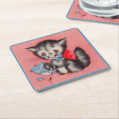 かわいい子ネコ スクエアペーパーコースター (アングル)