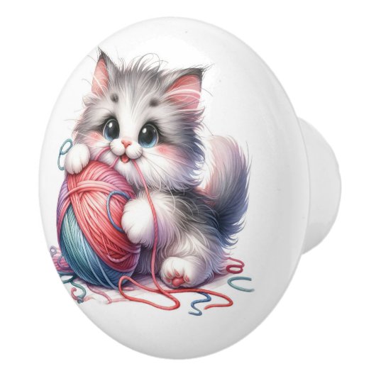 かわいい子ネコ セラミックノブ (右)