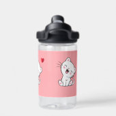 かわいい子ネコ&ハートオンライトピンク ウォーターボトル (背面)