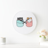 かわいい子ネコ ラージ壁時計 (ホーム)