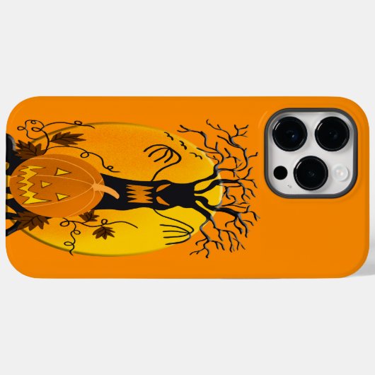 かわいい子ハロウィーン怖い木とカボチャ Case-Mate iPhoneケース (裏面 (横))