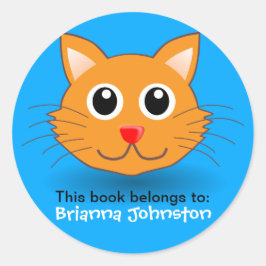 かわいい子パーソナライズされた猫の名前ラベル ラウンドシール