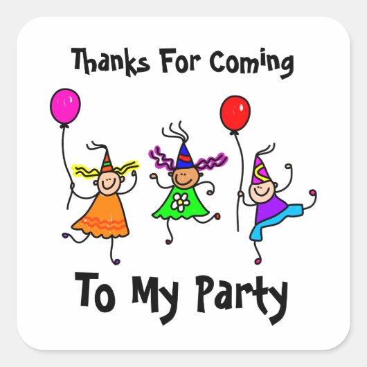 かわいい子パーソナライズされた生誕生日会お願いシール スクエアシール (正面)