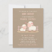 かわいい子ヒツジおよびお母さんのベビーシャワーのパーティの招待状 招待状 (正面)