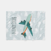 かわいい子モダンと青い子ども フリースブランケット (正面(横))