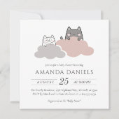かわいい子モダンネコちゃんシャワー 招待状 (正面)