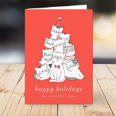 かわいい子モダン猫たちのクリスマスツリー シーズンカード