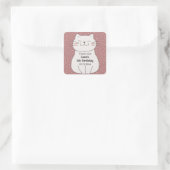 かわいい子モダン猫誕生日 スクエアシール (バッグ)