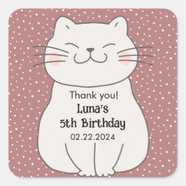 かわいい子モダン猫誕生日 スクエアシール