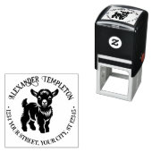 かわいい子ヤギが立つ #2 名前 返送先 セルフインキングスタンプ (インサイチュ)