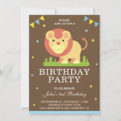 かわいい子ライオンの子供の誕生日パーティーの招待状 招待状 (正面)
