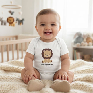 かわいい子ライオンの赤ちゃんボディスーツ | 男の赤ちゃん ベビーボディスーツ