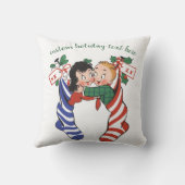 かわいい子供たちとヴィンテージクリスマスストッキング クッション (裏面)