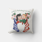 かわいい子供たちとヴィンテージクリスマスストッキング クッション (正面)