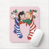 かわいい子供たちとヴィンテージクリスマスストッキング マウスパッド (マウス)