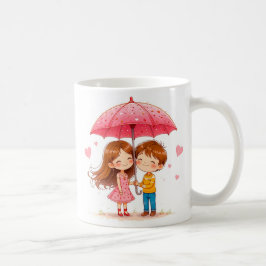 かわいい子供たちと傘の共有 コーヒーマグカップ