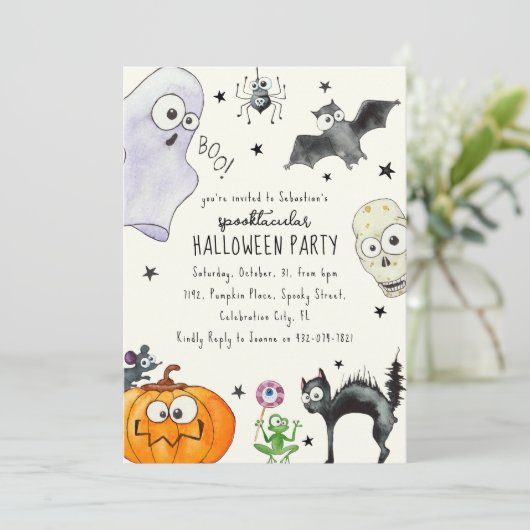 かわいい子供たちのおもしろいハロウィーン 招待状 (スタンド正面)