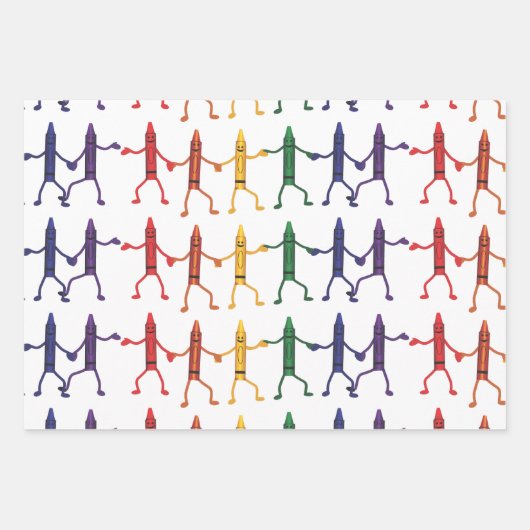 かわいい子供たちのためのクレヨン芸術 ラッピングペーパーシート (正面3)