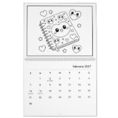 かわいい子供たちのぬりえカレンダー カレンダー (2月 2027)