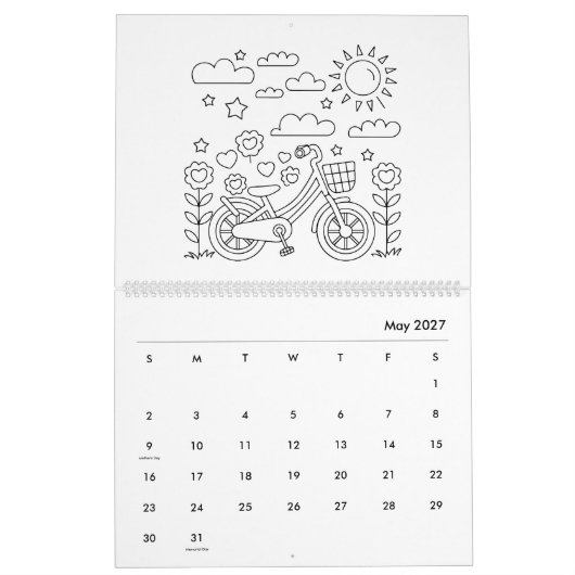 かわいい子供たちのぬりえカレンダー カレンダー (5月 2027)