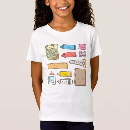 かわいい子供たちのはじめての学校グッズ Tシャツ (正面)