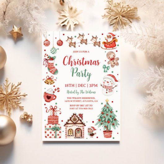 かわいい子供たちのクリスマスパーティー 招待状