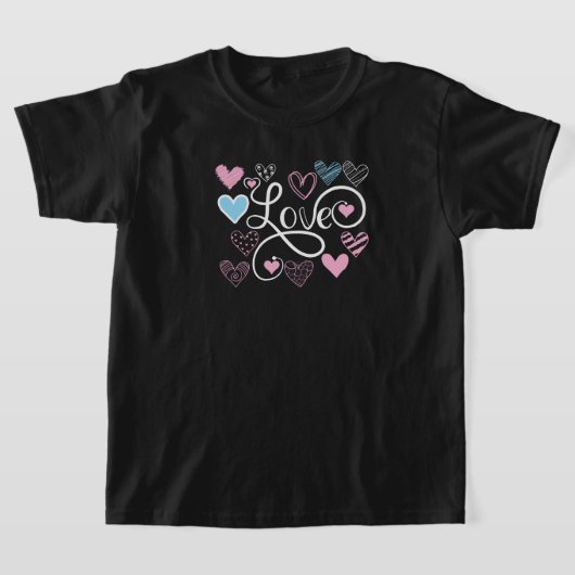 かわいい子供たちのタイポグラフィ Tシャツ (レイダウン)