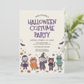かわいい子供たちのハロウィンコスチュームパーティー招待状 招待状 (スタンド正面)