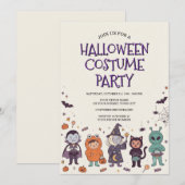 かわいい子供たちのハロウィンコスチュームパーティー招待状 招待状 (正面/裏面)