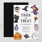 かわいい子供たちのハロウィンコスチューム仮装パーティー 招待状 (正面/裏面)