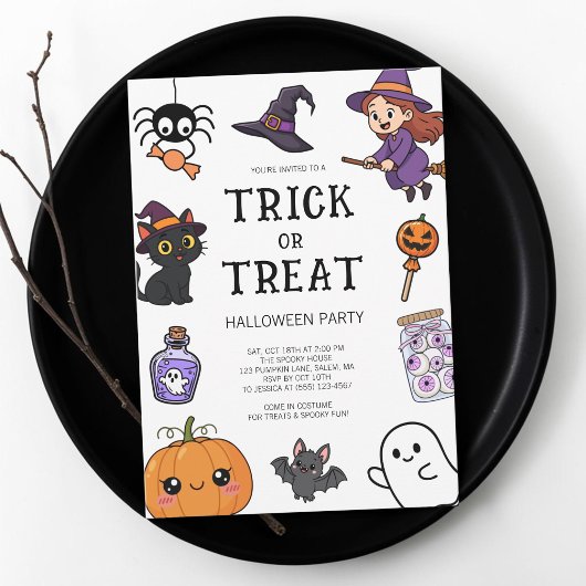かわいい子供たちのハロウィンコスチューム仮装パーティー 招待状