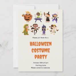 かわいい子供たちのハロウィンコスチューム パーティー招待状 招待状