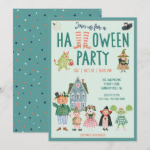 かわいい子供たちのハロウィンパーティー招待状