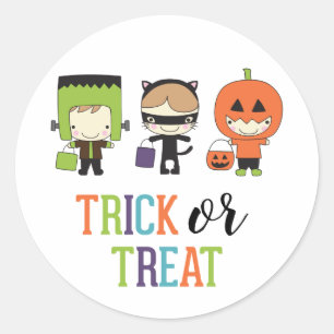 かわいい子供たちのハロウィン誕生日お菓子をもらいにいこうパーティー ラウンドシール