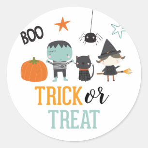 かわいい子供たちのハロウィン誕生日お菓子をもらいにいこうパーティー ラウンドシール