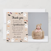 かわいい子供たちのハロウィン1歳誕生日 サンキューカード (正面)