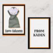 かわいい子供たちのハロウィン ドラキュラ ヴァンパイア ノートカード (正面/裏面)
