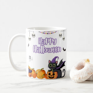 かわいい子供たちのハロウィン 黒猫 コーヒーマグカップ